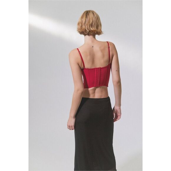 Urban Outfitters Lace Corset Top size L Pink Red Out From Under Modern Love - Picture 2 of 7